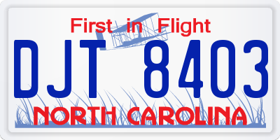 NC license plate DJT8403