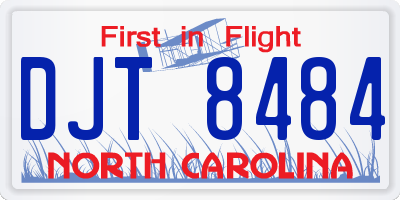 NC license plate DJT8484