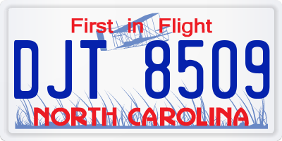 NC license plate DJT8509