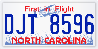 NC license plate DJT8596