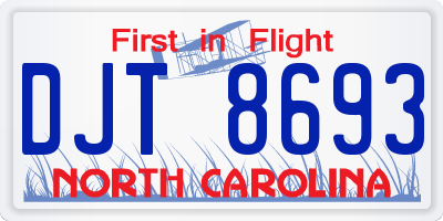 NC license plate DJT8693