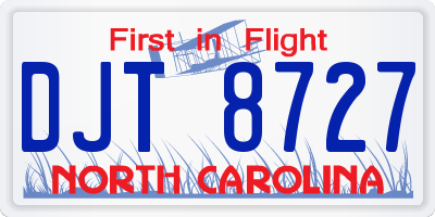 NC license plate DJT8727
