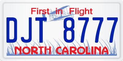 NC license plate DJT8777