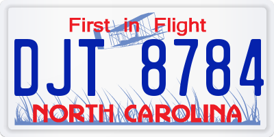 NC license plate DJT8784