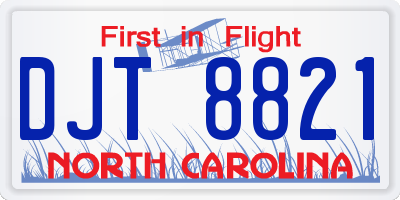 NC license plate DJT8821