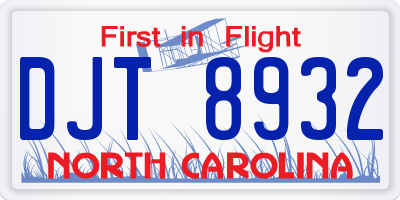 NC license plate DJT8932