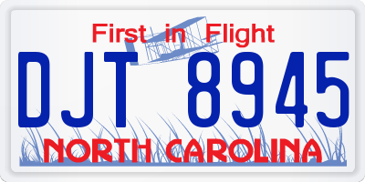 NC license plate DJT8945