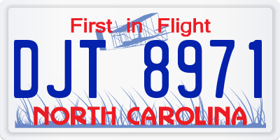 NC license plate DJT8971