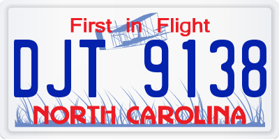 NC license plate DJT9138
