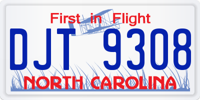 NC license plate DJT9308