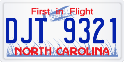 NC license plate DJT9321