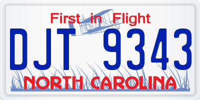 NC license plate DJT9343