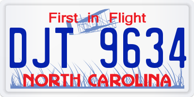 NC license plate DJT9634