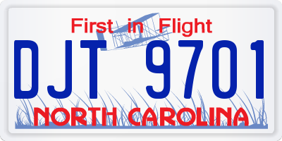 NC license plate DJT9701