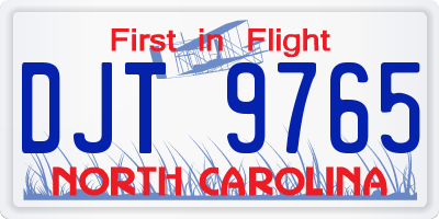 NC license plate DJT9765