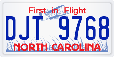 NC license plate DJT9768