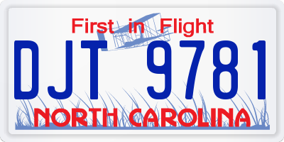 NC license plate DJT9781
