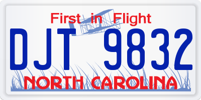 NC license plate DJT9832