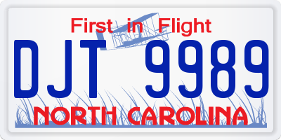 NC license plate DJT9989
