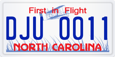 NC license plate DJU0011