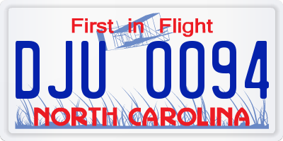 NC license plate DJU0094