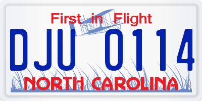NC license plate DJU0114