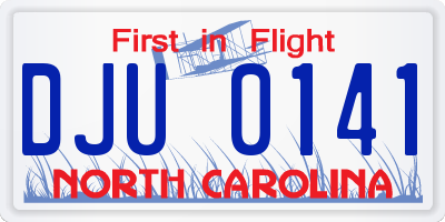 NC license plate DJU0141