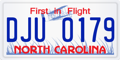 NC license plate DJU0179