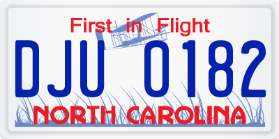 NC license plate DJU0182