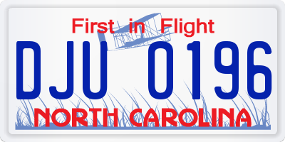 NC license plate DJU0196