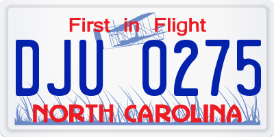 NC license plate DJU0275