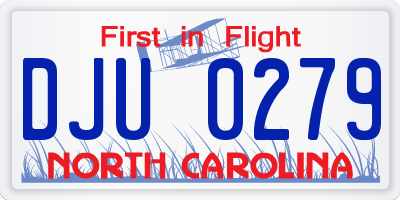 NC license plate DJU0279