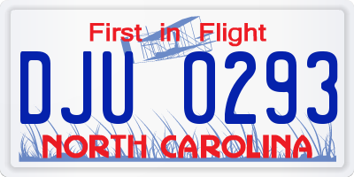 NC license plate DJU0293
