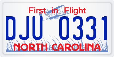 NC license plate DJU0331