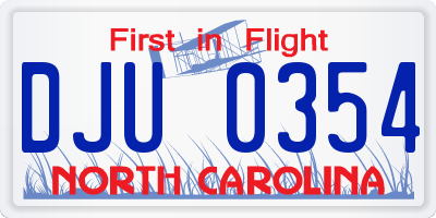 NC license plate DJU0354