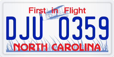 NC license plate DJU0359