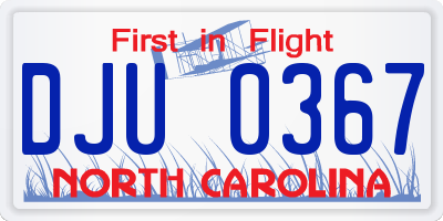 NC license plate DJU0367