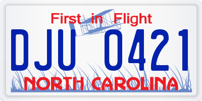 NC license plate DJU0421