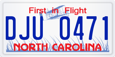 NC license plate DJU0471