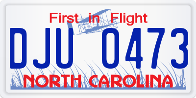 NC license plate DJU0473
