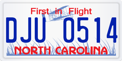 NC license plate DJU0514