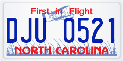 NC license plate DJU0521