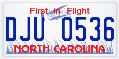 NC license plate DJU0536