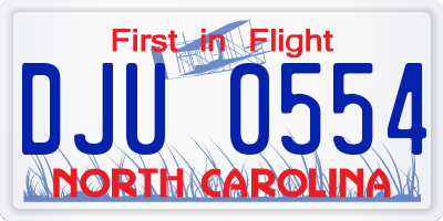 NC license plate DJU0554