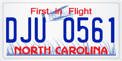 NC license plate DJU0561