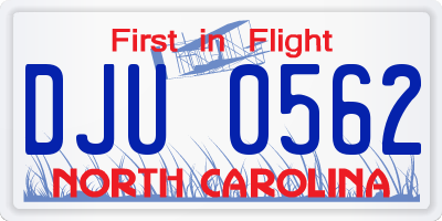 NC license plate DJU0562
