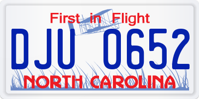 NC license plate DJU0652