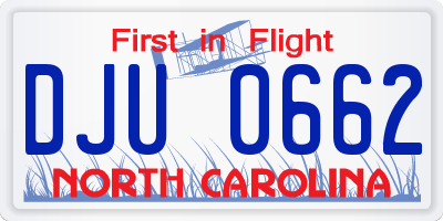 NC license plate DJU0662
