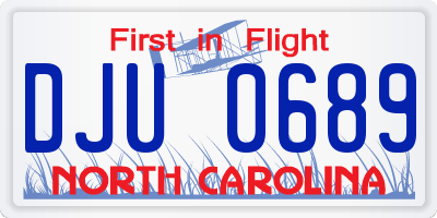 NC license plate DJU0689