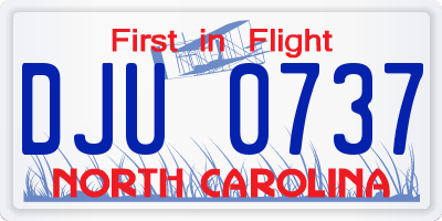 NC license plate DJU0737